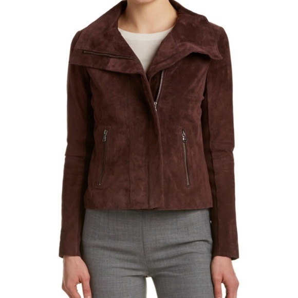 NWT ecru Cimarron/Burgundy Suede Moto Jacket Sz M